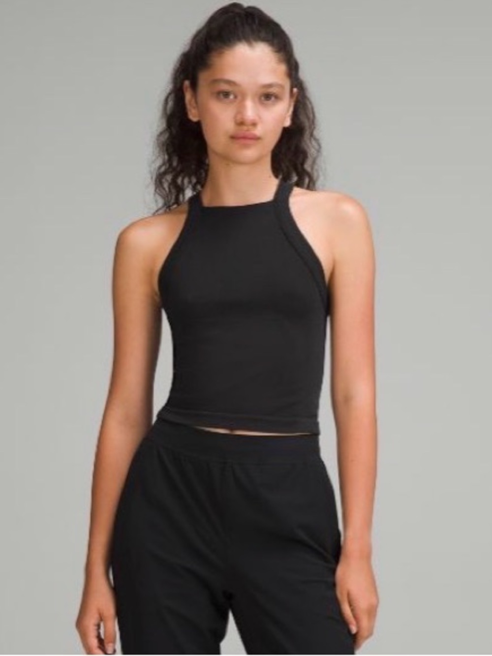 Lululemon Classic Solid Black Ribbed Crop Tank Top - Women
